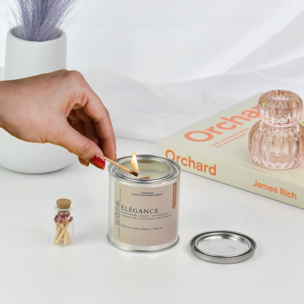 Élégance - Mandarin, Sage, Vetiver, Lavender, Patchouli, Masculine Soy Candle, Aromatic Woody